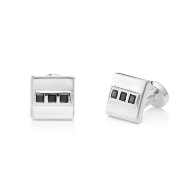 Black Spinel Cufflinks, Sterling Silver