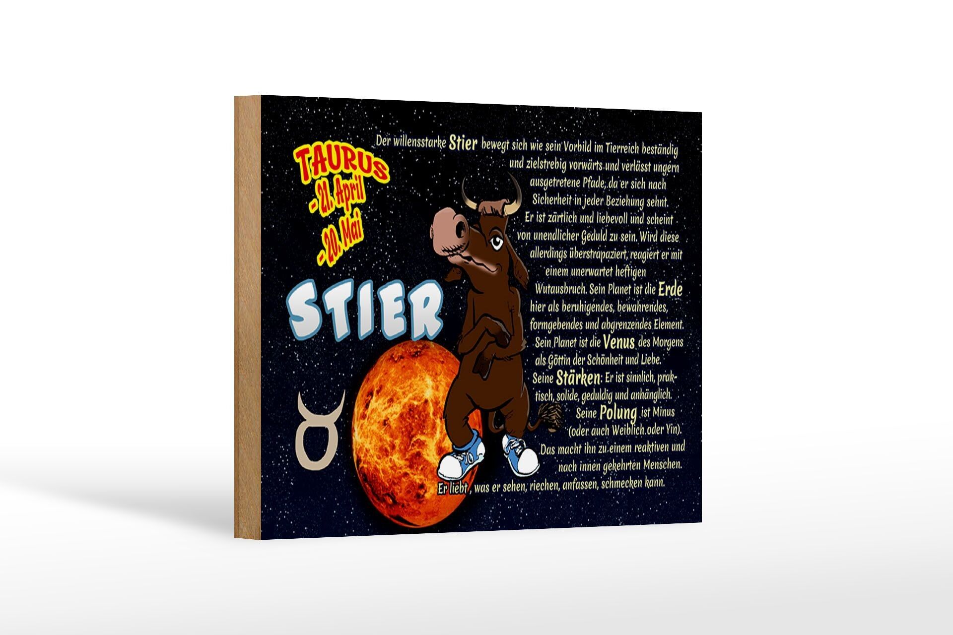 Segno zodiacale in legno 18x12cm decorazione Toro Pianeta Venere