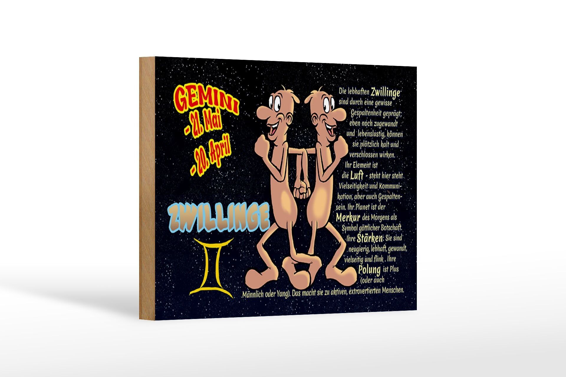 Letrero de madera signo del zodiaco 18x12cm Planeta Géminis Mercurio decoración