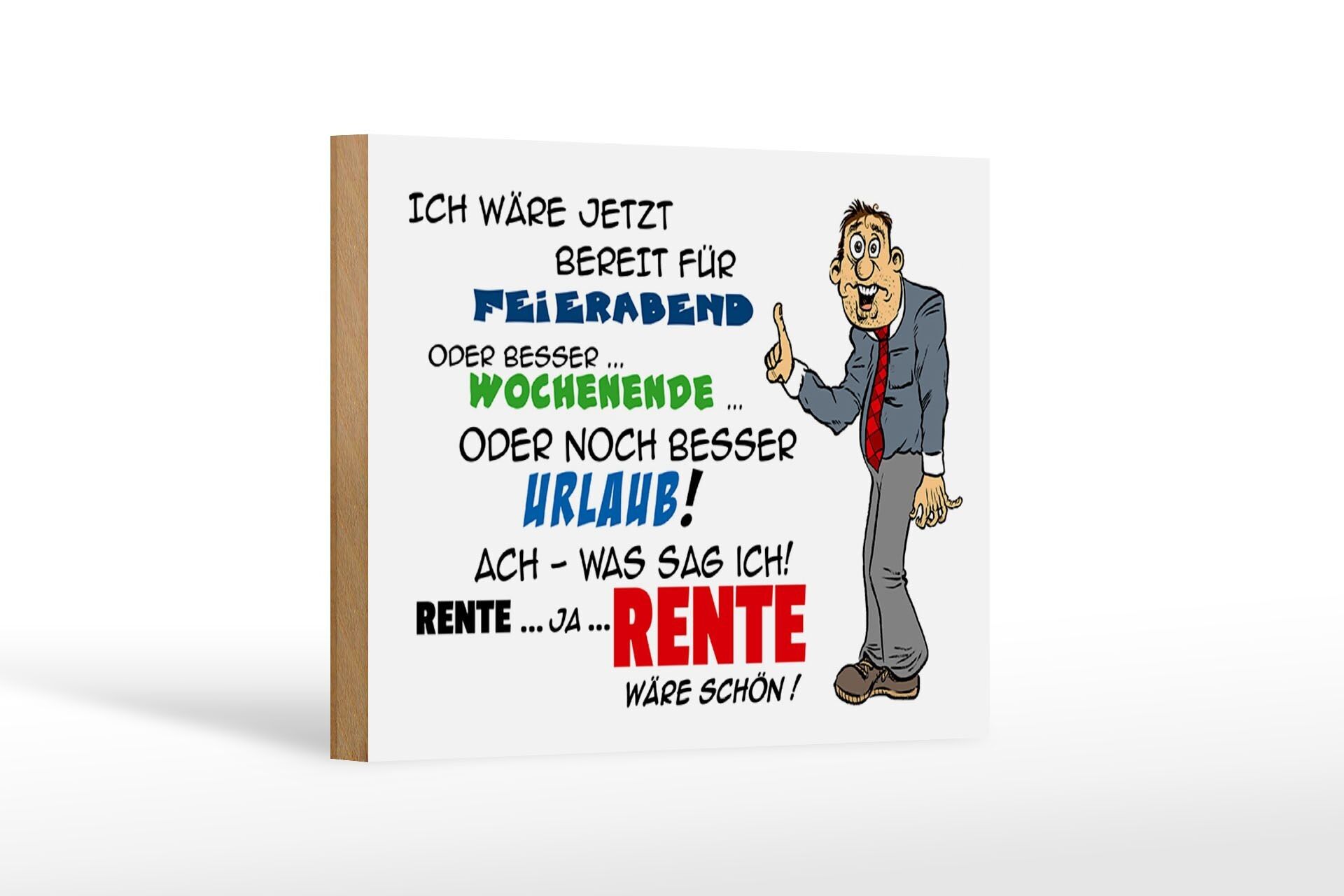 Cartello in legno con scritta 18x12 cm Pronto per la decorazione dopo il lavoro in pensione