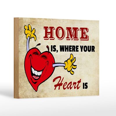 Wooden sign saying 18x12cm Home is where your Heart is decoration