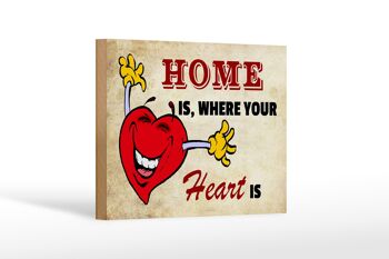 Panneau en bois disant 18x12cm La maison est là où votre cœur est décoration 1
