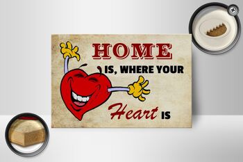 Panneau en bois disant 18x12cm La maison est là où votre cœur est décoration 2