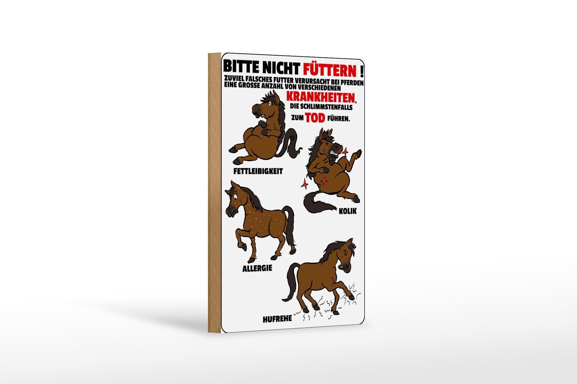 Panneau en bois note 12x18 cm veuillez ne pas nourrir les chevaux malades, décoration