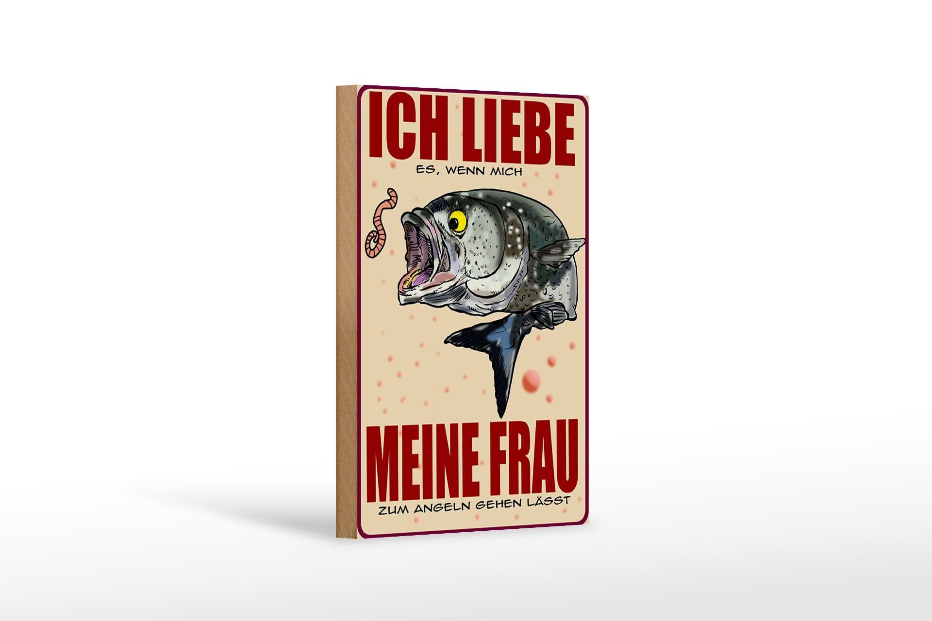 Cartello in legno con scritta 12x18 cm se la moglie mi lascia andare a pescare decorazione