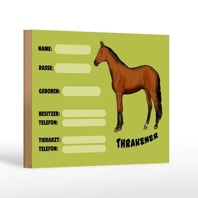 Cartel de madera caballo 18x12 cm Tracens nombre propietario raza decoración