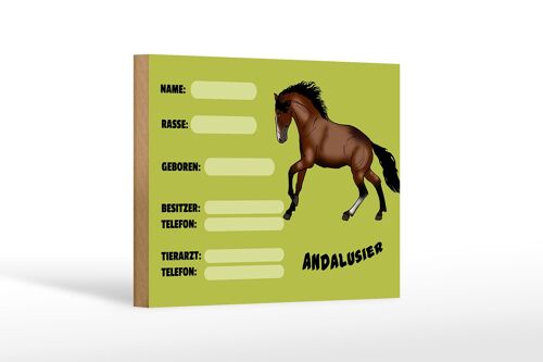 Holzschild Pferd 18x12 cm Andalusier Name Besitzer Rasse Dekoration