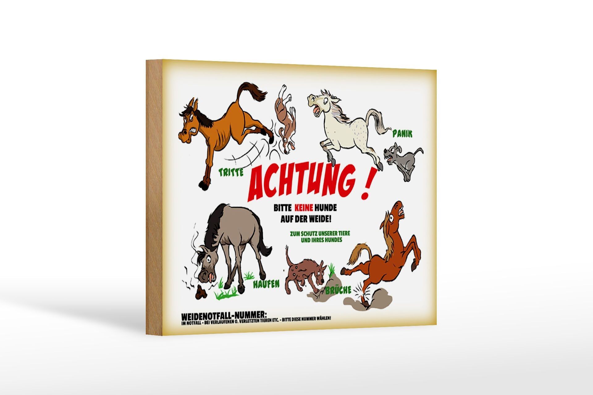 Cartello in legno 18x12 cm Decorazione Avvertimento divieto cani al pascolo