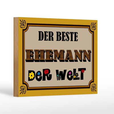 Cartello in legno con scritta "Il miglior marito del mondo" 18x12 cm, cartello giallo