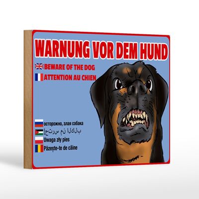 Cartel de madera aviso 18x12 cm advertencia de perros decoración multi idiomas
