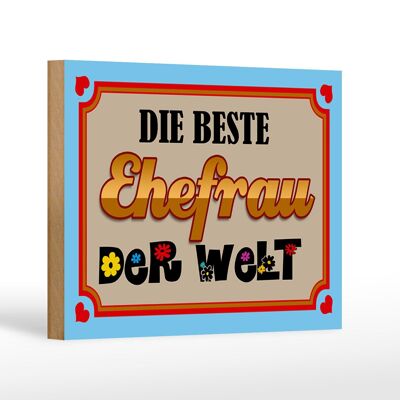 Wooden sign saying 18x12 cm the best wife in the world decoration