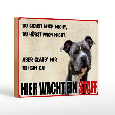 Wooden sign notice 18x12 cm dog here guards a staff decoration