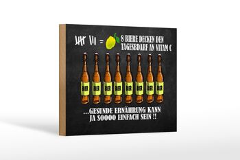 Panneau en bois 18x12 cm 8 bières besoins quotidiens vitamine C décoration 1
