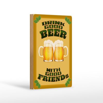 Wooden sign 12x18 cm Drink good beer with friends decoration