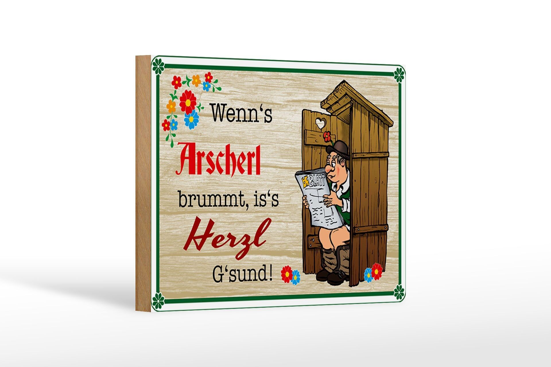 Cartello in legno con scritta "Quando il culo ronza" 18x12 cm. Decorazione