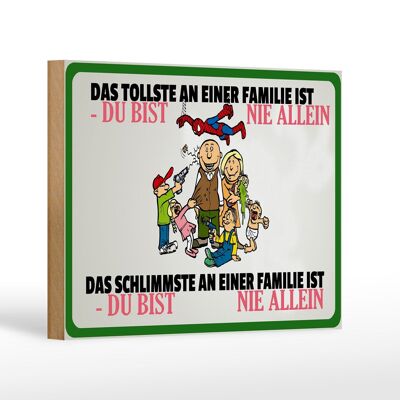 Holzschild Spruch 18x12 cm Familie du bist nie allein Dekoration