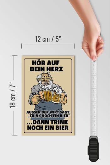 Panneau en bois 12x18 cm écoutez votre coeur boire de la bière décoration 4