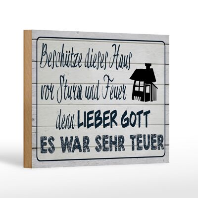 Holzschild Spruch 18x12 cm beschütze deises Haus vor Sturm Dekoration
