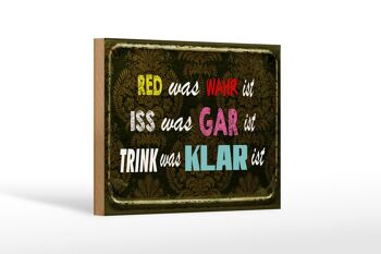 Panneau en bois disant 18x12 cm rouge ce qui est vrai, manger, boire, clairement décoration 1