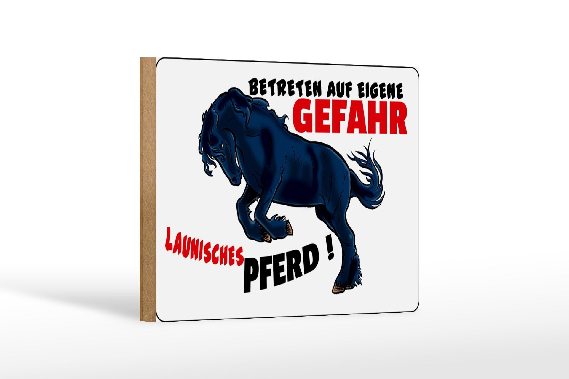 Cartello in legno 18x12 cm decorazione pericolo cavallo lunatico