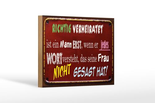 Holzschild Spruch 18x12 cm Achtung Verheiratet ist Mann Dekoration