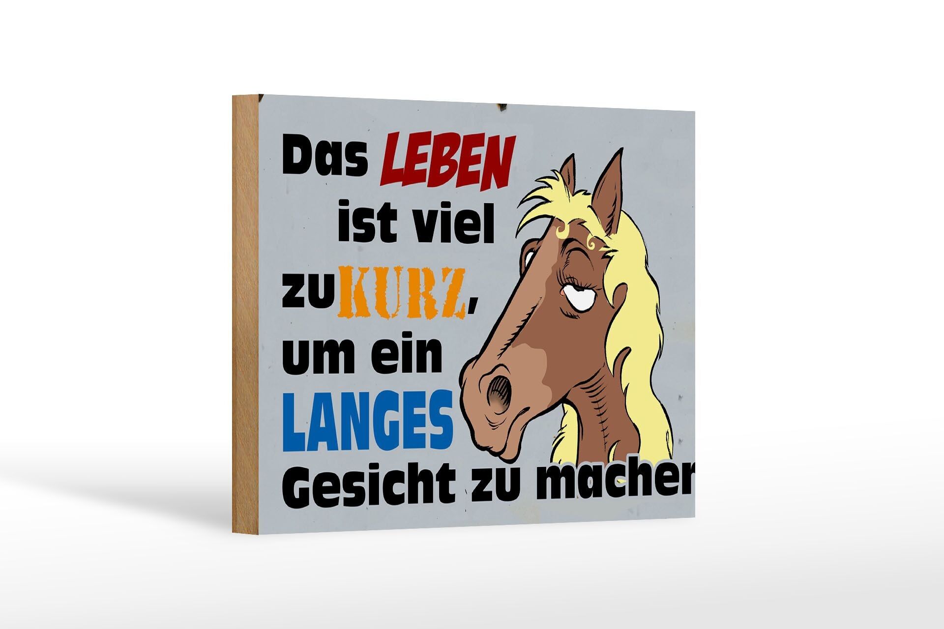 Holzschild Spruch 18x12 cm das Leben ist zu kurz um Pferd Dekoration