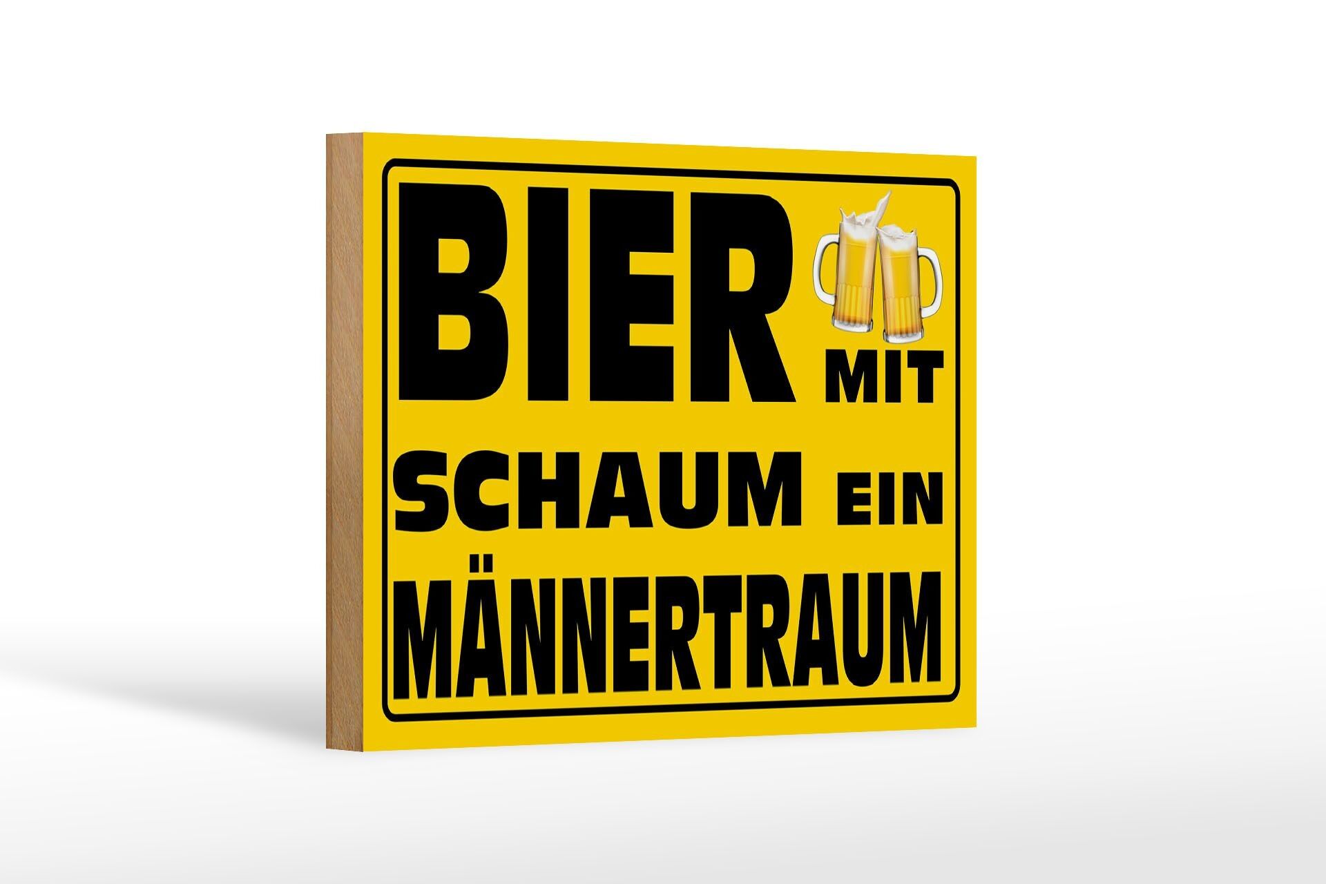 Cartel de madera que dice cerveza con espuma 18x12 cm decoración de sueños de un hombre