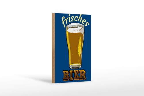 Holzschild 12x18 cm frisches Bier Bierglas Dekoration