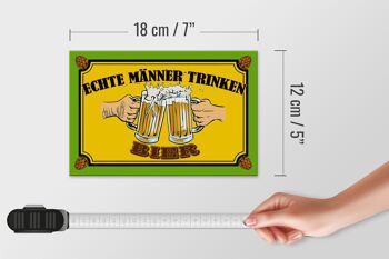 Panneau en bois 18x12 cm, de vrais hommes boivent de la bière, décoration 4