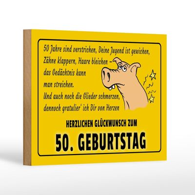 Holzschild Spruch 18x12 cm Glückwunsch zum 50.Geburtstag Dekoration