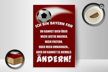 Panneau en bois avec inscription "Je suis un fan de football du Bayern" 12x18 cm 2