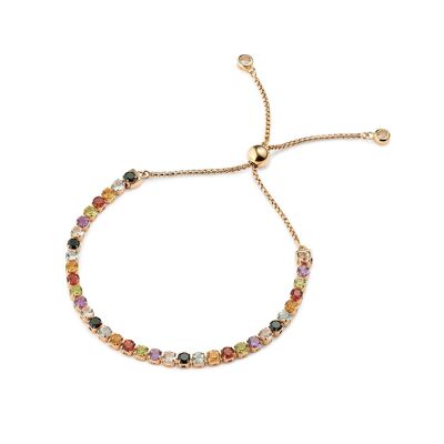Sanchong Rainbow Gemstones Bracelet, 18ct Rose Gold Plated Vermeil