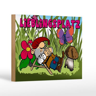 Holzschild Spruch 18x12 cm Lieblingsplatz Zwerg im Garten Dekoration