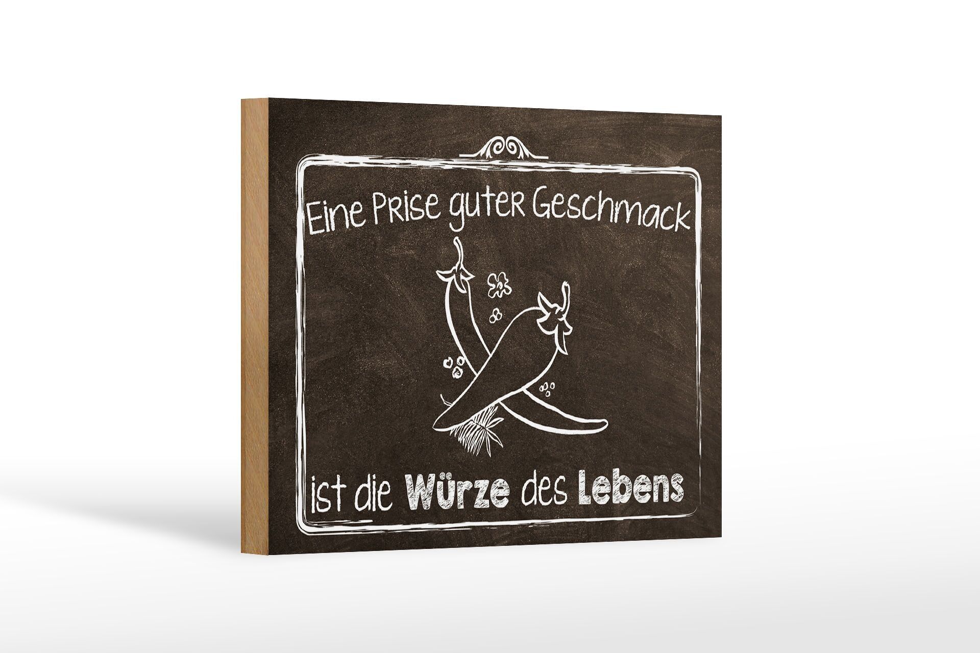 Cartello in legno con scritta "buon gusto, spezie della vita" 18x12 cm