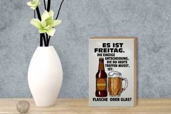 Panneau en bois disant 12x18 cm c'est vendredi bouteille de bière décoration en verre 3