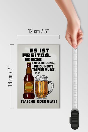 Panneau en bois disant 12x18 cm c'est vendredi bouteille de bière décoration en verre 4