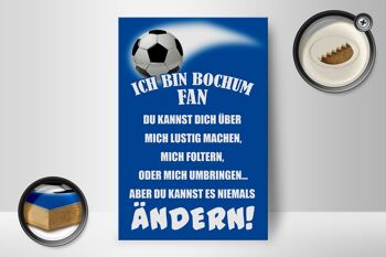 Panneau en bois avec inscription "Je suis un fan de football de Bochum" 12x18 cm 2