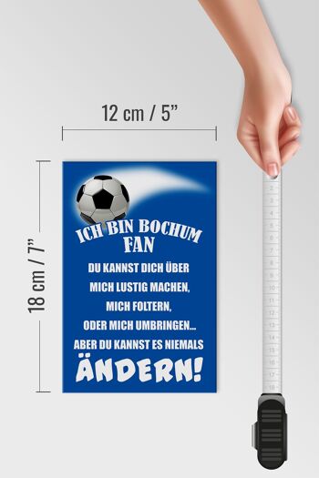 Panneau en bois avec inscription "Je suis un fan de football de Bochum" 12x18 cm 4