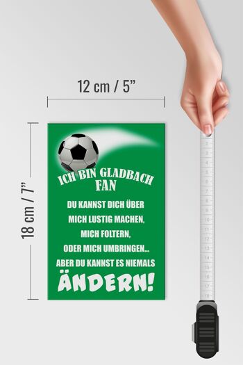 Panneau en bois avec inscription "Je suis un fan de football de Gladbach" 12x18 cm 4