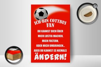 Panneau en bois avec inscription "Je suis un fan de football de Cottbus" 12x18 cm 2