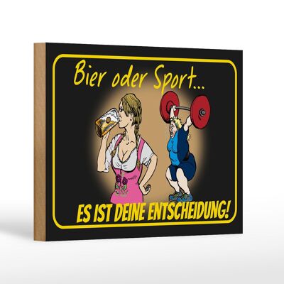 Wooden sign pinup 12x18 cm beer or sport decision decoration