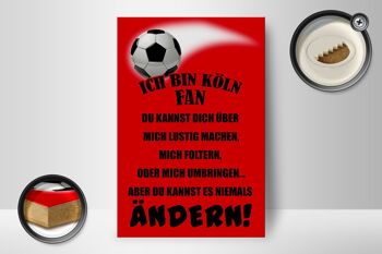 Panneau en bois avec inscription "Je suis un fan de football de Cologne" 12x18 cm 2