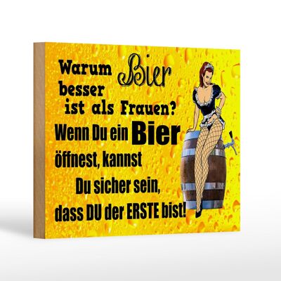 Holzschild Pinup 18x12 cm Warum Bier besser ist als Frauen Dekoration