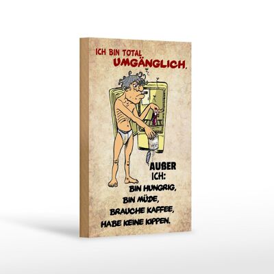 Holzschild Spruch 12x18 cm bin total umgänglich außer Dekoration