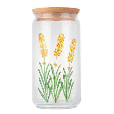 Painted glass jar 1,5L Yellow Lavender