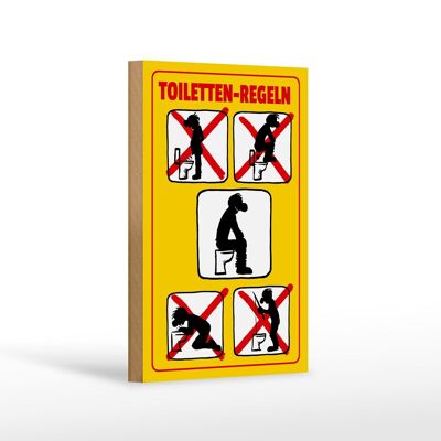 Wooden sign notice 12x18 cm toilet rules decoration