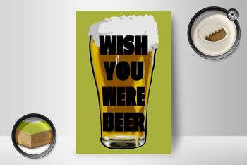 Panneau en bois 12x18 cm Wish you was beer Décoration de bière 2