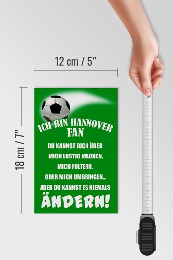 Panneau en bois avec inscription "Je suis un fan de football de Hanovre" 12x18 cm 4