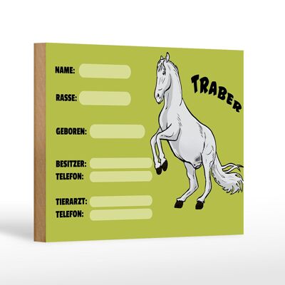 Wooden sign horse 18x12 cm trotter details name owner decoration