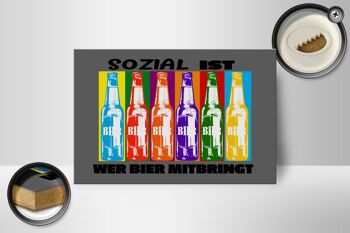 Panneau en bois alcool 18x12cm social is Celui qui apporte de la bière décoration colorée 2